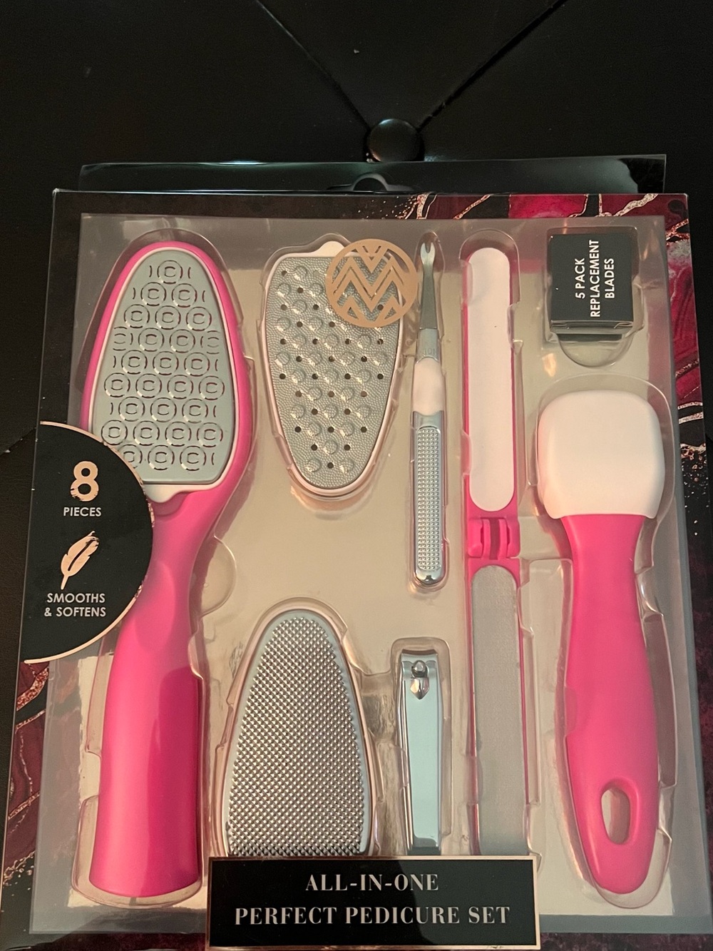 All-in-One Pink Pedicure Set - 8 Piece Foot Care Kit